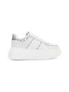 DKNY MAIA LACE UP SNEAKER 63MM,K2143989 WTL WHITE SILVER