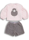 IL GUFO PINK AND GREY COTTON COORDINATED SUIT,A21DP365M00993007