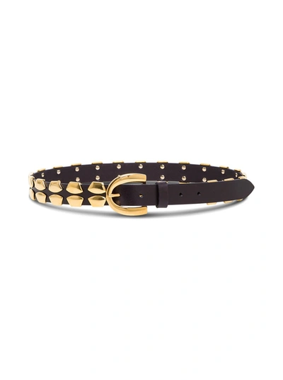 Alberta Ferretti Leather Belt With Gold-colored Studs Detail In Black