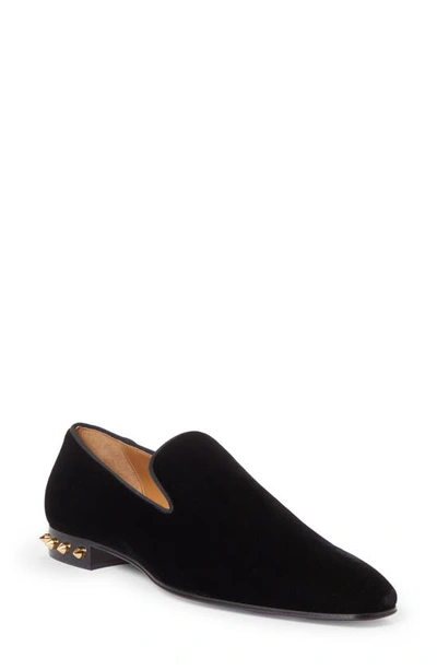 Christian Louboutin Marquees Velvet Loafers In Black