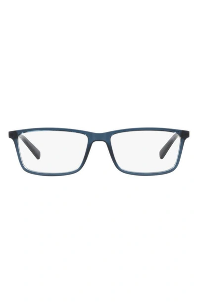 Armani Exchange 55mm Rectangular Optical Glasses In Transparent Blue