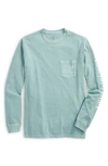 Vineyard Vines Garment Dyed Vintage Whale Long-sleeve Pocket Graphic Tee In Sea Clay Green