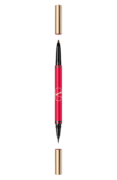 Valentino Twin Liner Gel & Liquid Eyeliner In 04 Black / Marrone