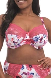 Elomi Full Figure Morgan Banded Underwire Stretch Lace Bra El4110, Online Only In Pink Floral