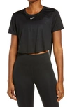 Nike Women's Dri-fit One Standard Fit Short-sleeve Cropped Top In Black