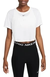 Nike Women's Dri-fit One Standard Fit Short-sleeve Cropped Top In White/ Black