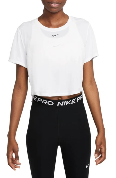 Nike Women's Dri-fit One Standard Fit Short-sleeve Cropped Top In White