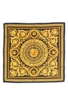 Versace Silk Foulard Signature Scarf In Black/gold