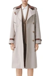BURBERRY DOCKRAY LEATHER TRIM COTTON CANVAS TRENCH COAT,8038931