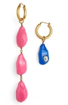 Stella Mccartney Mismatched Blob Drop Earrings In Blue/ Pink