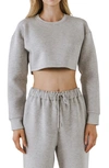 Grey Lab Lounge Wear Crop Crewneck Sweatshirt In Light Heather Grey
