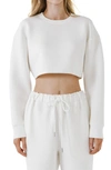 Grey Lab Lounge Wear Crop Crewneck Sweatshirt In White