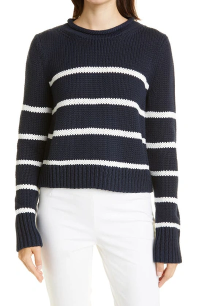 La Ligne Mini Marin Striped Cotton Sweater In Navy Cream