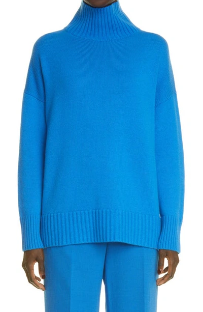 Lafayette 148 Ribbed Cashmere Blend Turtleneck Sweater In Ultramarine