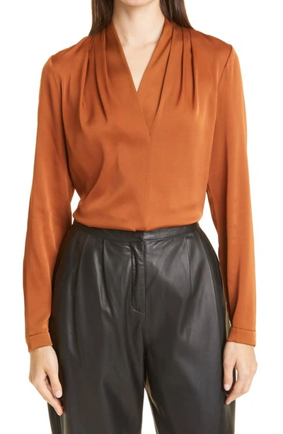 Kobi Halperin Nellie Stretch Silk Blouse In Rust