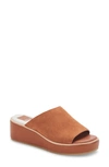 Dolce Vita Freta Platform Wedge Sandal In Dk Brown Suede