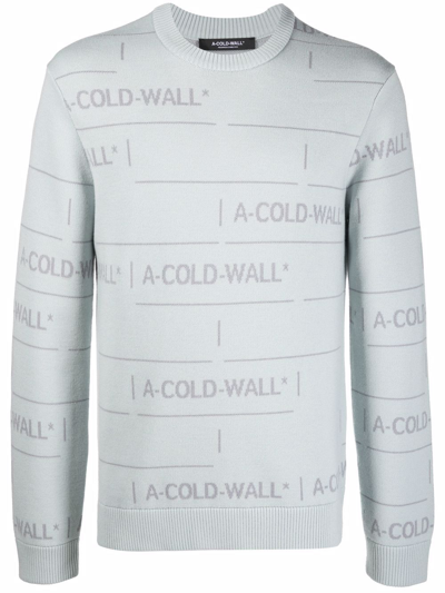 A-cold-wall* A-cold-wall Chain Jacquard Knit Ice Grey Wool Sweater With Jacquard Pattern Logo In Light Blue