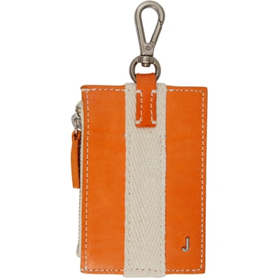 Jacquemus Leather Wallet With Contrasting Herringbone Detail In Orange