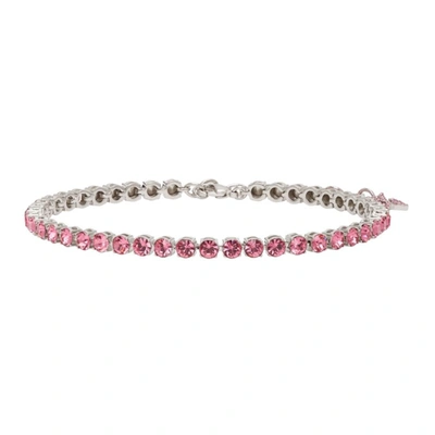 Amina Muaddi Crystal-embellished Tennis Anklet In Pink