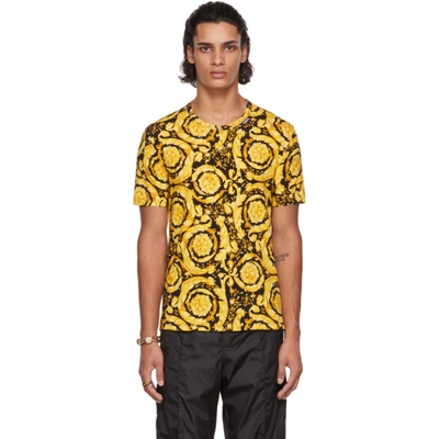 Versace Barocco Print Cotton Jersey T-shirt In Multicolor