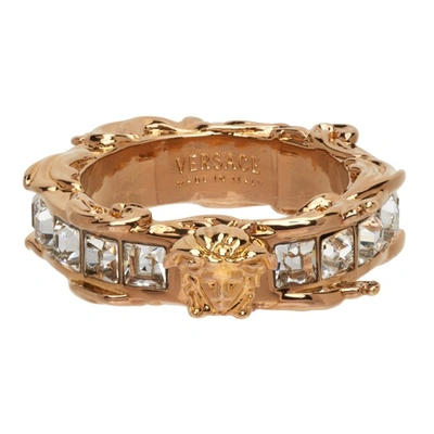 Versace Gold Medusa Crystal Ring In 4j090 Gold
