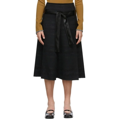 Proenza Schouler Faux Leather-trimmed Tweed Midi Skirt In Black