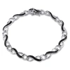 Amour 1/4 Ct Tw Black Diamond Infinity Link Bracelet In Sterling Silver With Black Rhodium In Black