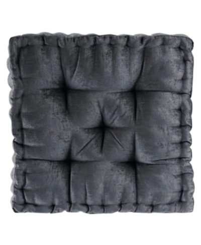 Intelligent Design Azza Chenille Decorative Floor Pillow, 20" X 20" In Charcoal
