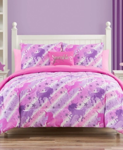 Jessica Sanders Unicorn Sparkle 7 Piece Comforter Set, Full Bedding In Multicolor