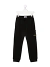 Stone Island Teen Compass-logo Cotton Track Pants In Black