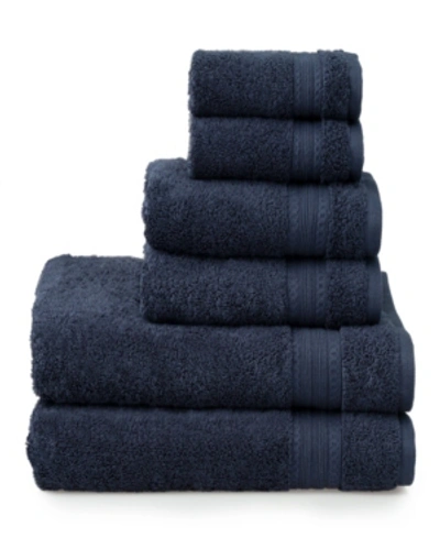 Welhome Egyptian Cotton 6-piece Bath Towel Set Bedding In Deep Navy