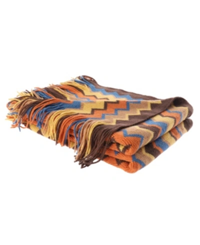 Happycare Textiles Multi-color Chevron Pattern Decorative Throw, 60" X 50" In Orange