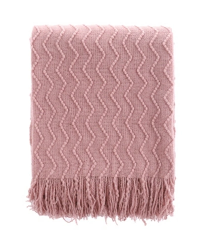 Happycare Textiles Solid Soft Zigzag Lightweight Throw, 60" X 50" In Pink