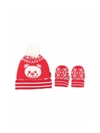 MOSCHINO KNITTED TEDDY HAT AND GLOVE SET,16847317