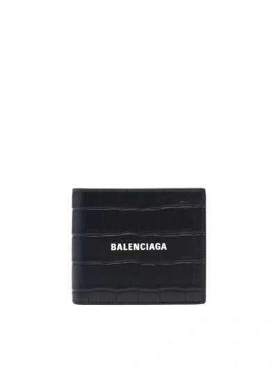 Balenciaga Folded Logo Wallet In Black