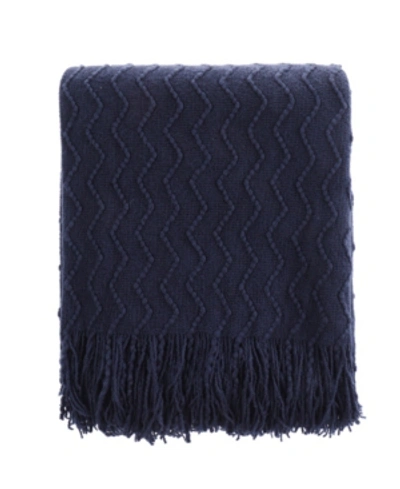 Happycare Textiles Solid Soft Zigzag Lightweight Throw, 60" X 50" In Navy