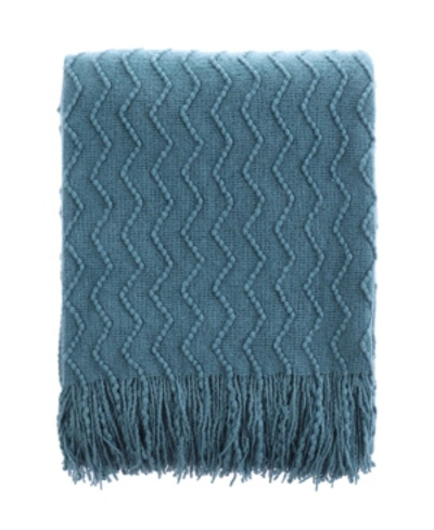 Happycare Textiles Solid Soft Zigzag Lightweight Throw, 60" X 50" In Blue