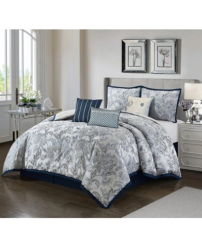 Nanshing America Elisia 7 Piece Comforter Set, California King In Navy