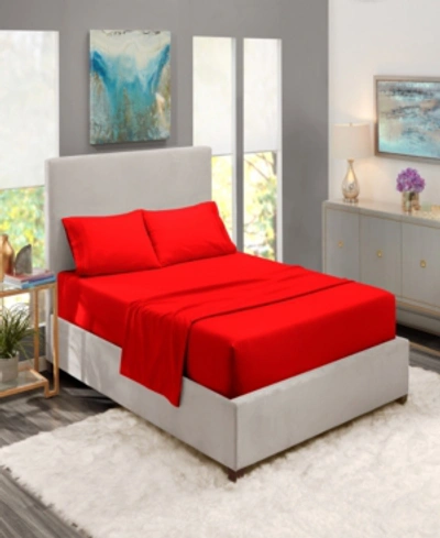 Nestl Bedding Premier Collection Deep Pocket 4 Piece Bed Sheet Set, King In Cherry Red