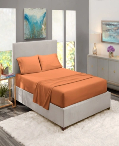 Nestl Bedding Premier Collection Deep Pocket 4 Piece Bed Sheet Set, Full Xl In Rust Sienna Orange Brown