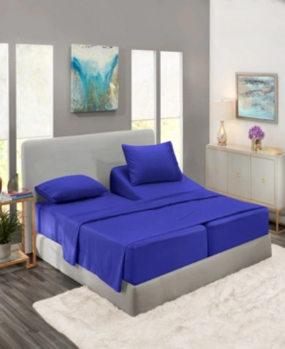 Nestl Bedding Premier Collection Deep Pocket 5 Piece Bed Sheet Set, King Split In Royal Blue