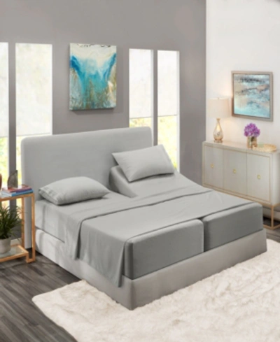 Nestl Bedding Premier Collection Deep Pocket 5 Piece Bed Sheet Set, King Split In Silver Light Gray