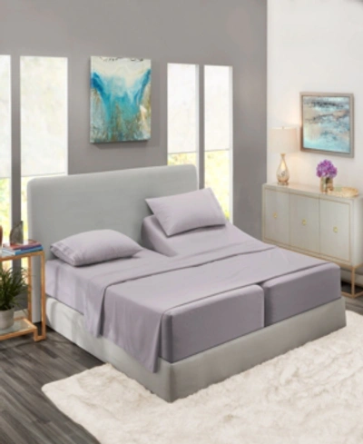 Nestl Bedding Premier Collection Deep Pocket 5 Piece Bed Sheet Set, King Split In Light Gray Lavender
