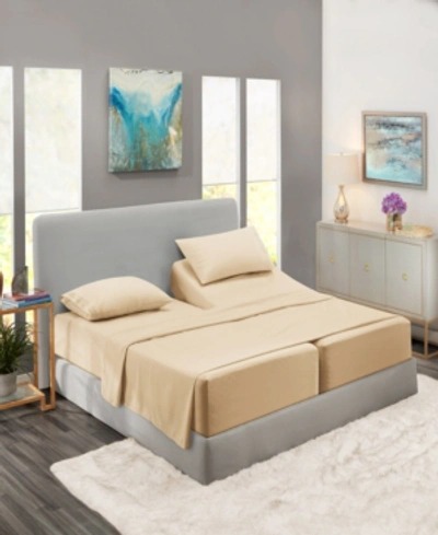 Nestl Bedding Premier Collection Deep Pocket 5 Piece Bed Sheet Set, King Split In Cream Beige