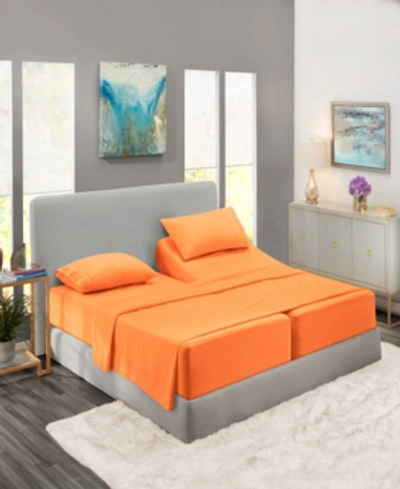 Nestl Bedding Premier Collection Deep Pocket 5 Piece Bed Sheet Set, King Split In Apricot Buff Orange