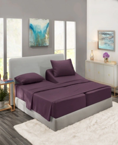 Nestl Bedding Premier Collection Deep Pocket 5 Piece Bed Sheet Set, King Split In Eggplant Purple