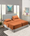 Nestl Bedding Premier Collection Deep Pocket 5 Piece Sheet Set, Split King In Rust Sienna Orange Brown