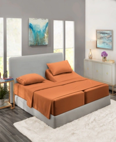Nestl Bedding Premier Collection Deep Pocket 5 Piece Bed Sheet Set, King Split In Rust Sienna Orange Brown