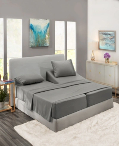 Nestl Bedding Premier Collection Deep Pocket 5 Piece Bed Sheet Set, King Split In Charcoal Gray