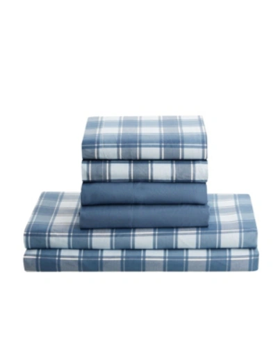 Nestl Bedding Bedding Printed Super Soft Deep Pocket Bed Twin Sheet Set, 4 Piece In Checker Blue